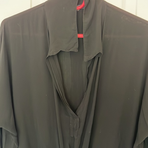LIKE NEW! Black Summer tie-front blouse - Picture 2 of 4